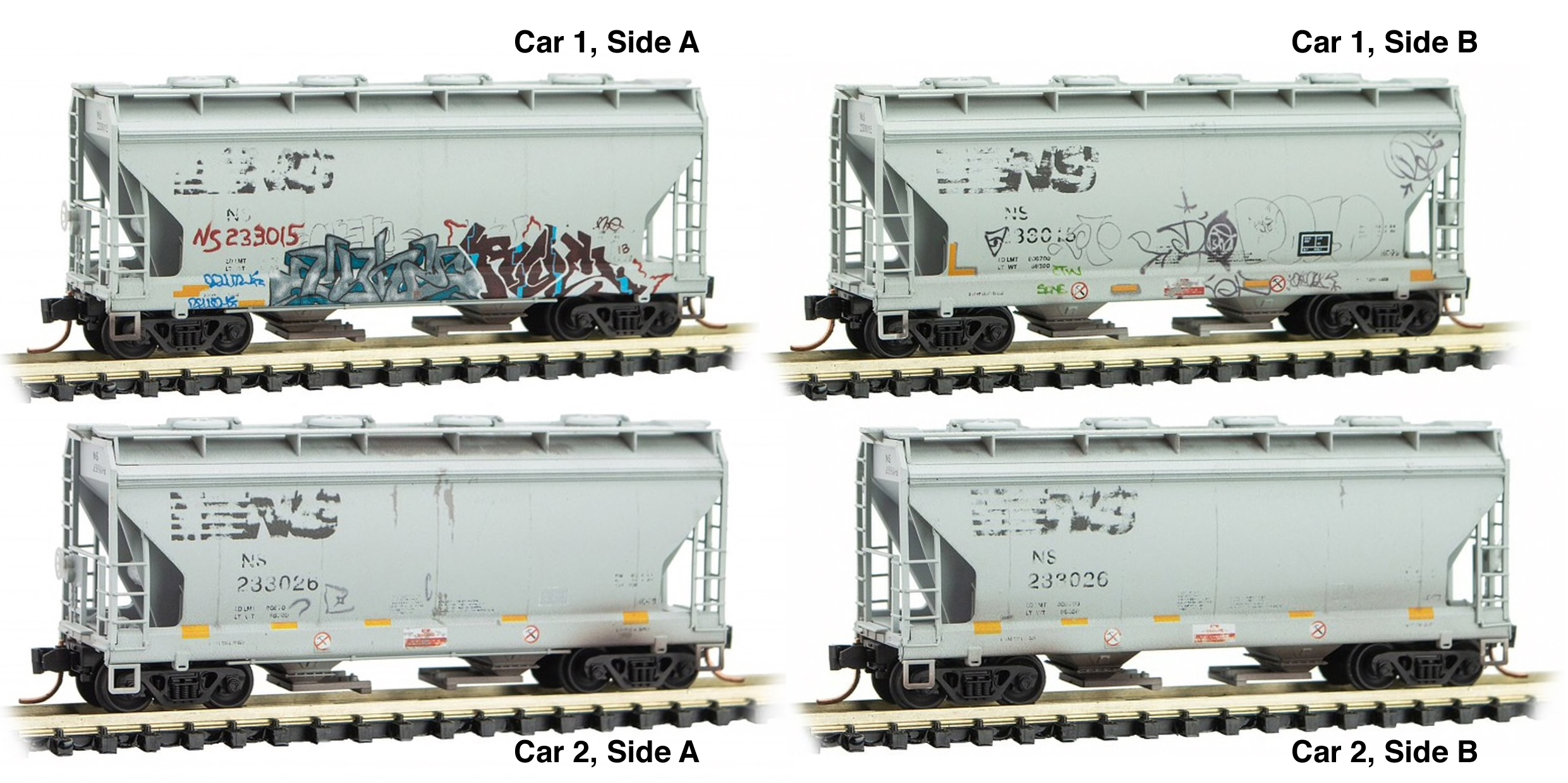 Micro-Trains resistido & Pintada ACF Industries cuatro coches Runner Pack N Scale 